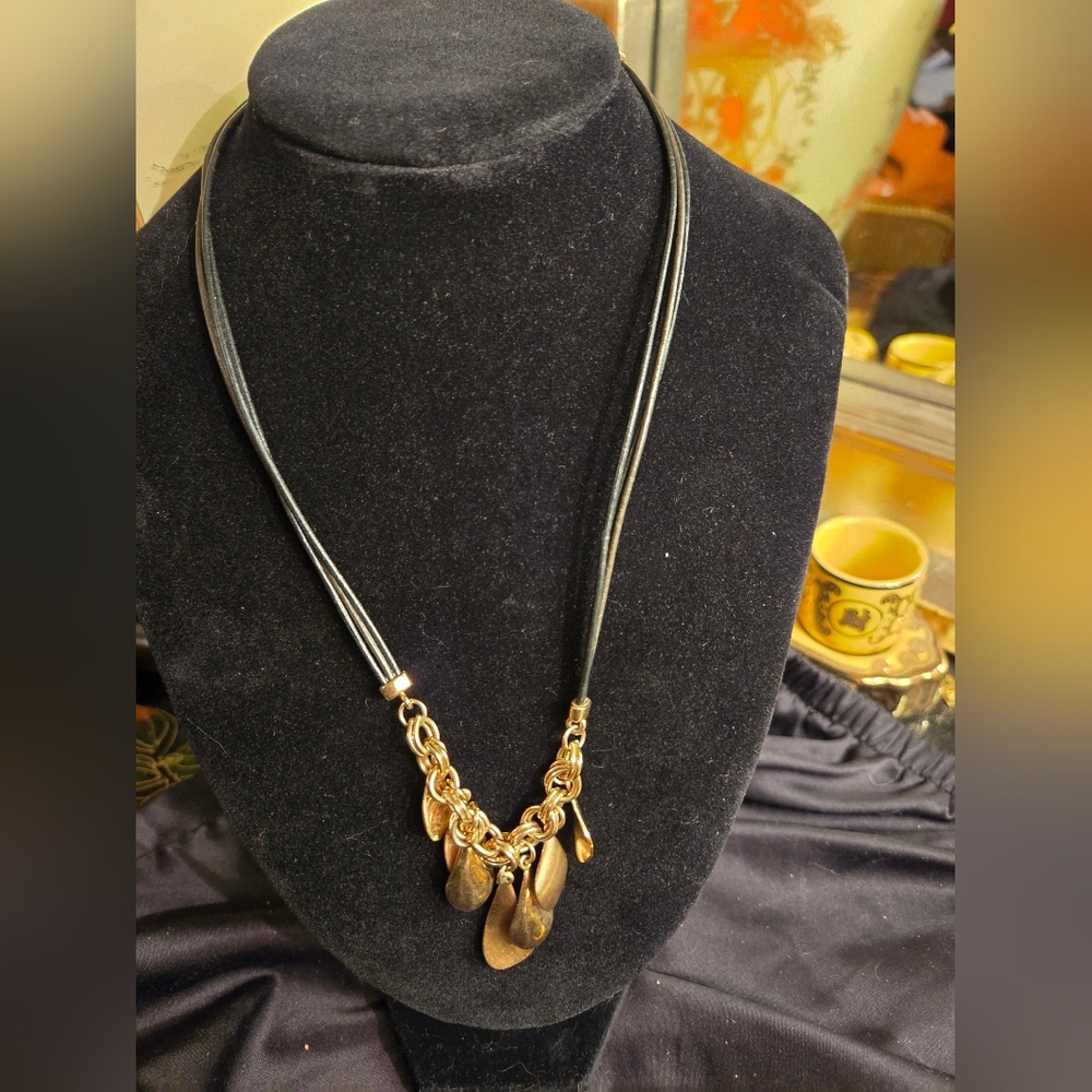 Lia Sophia Gold Tone Teardrop Statement Necklace | Designer Jewelry - Picture 3 of 7